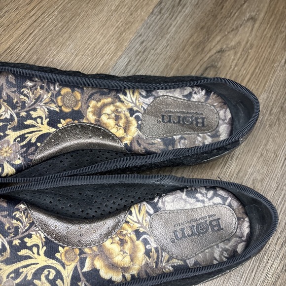 Born Womens Mardea Ballet Flat Size 9 Bronze Black Perf Suede Bow‎ Slip On Shoe - Picture 9 of 10